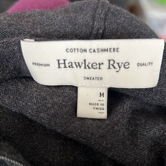 Hawker Rye Cotton Cashmere Gray Hoodie Sweater size M - Picture 3 of 5